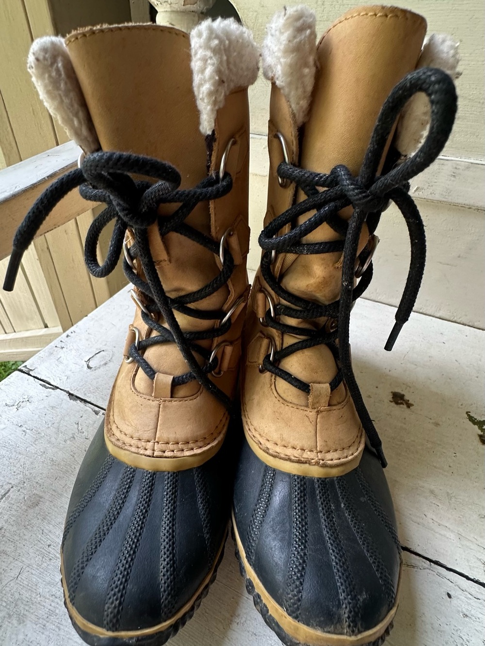 SOREL Waterproof Winter Boots in Tan and Black